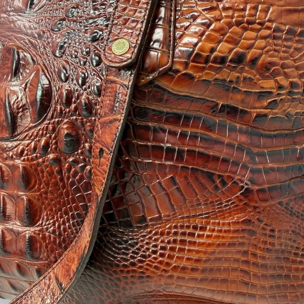Brahmin Medium Asher Tote Crocodile Embossed Pecan Melbourne Brown - Picture 5 of 13
